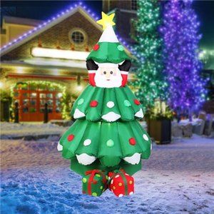 6ft  Inflatable LED Lighted Christmas Tree with Pop up Santa and 2 Gift Boxes